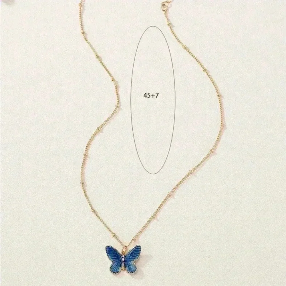 ⚠️Clearance Blue And Gold Butterfly Necklace - Picture 4 of 4